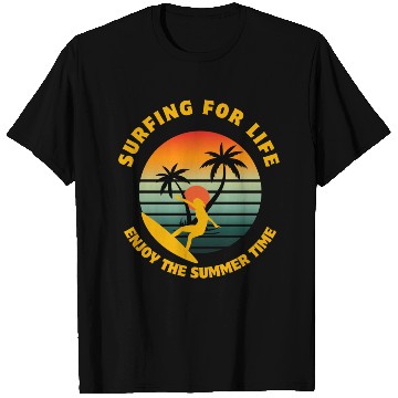 Discover Surfing for Life Sunset Design T Shirts