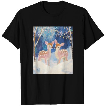 Discover Enchanted Winter Deer Scene T Shirts