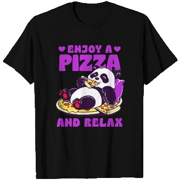 Discover Cute Panda Enjoying Pizza Illustration T Shirts