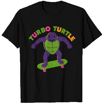 Discover Galactic Turtle Skateboard Design T Shirts