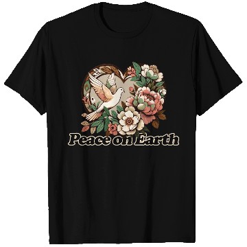 Discover Peaceful Dove Heart Floral Design T Shirts