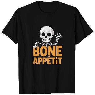 Discover Halloween Skeleton with Bone Appétit Text T Shirts