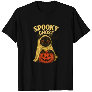 Discover Spooky Ghost Cat Halloween Design T Shirts