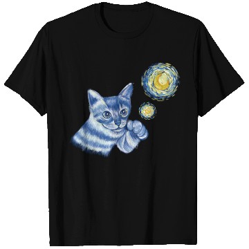 Discover Blue Starry Night British Shorthair Cat Graphic T Shirts