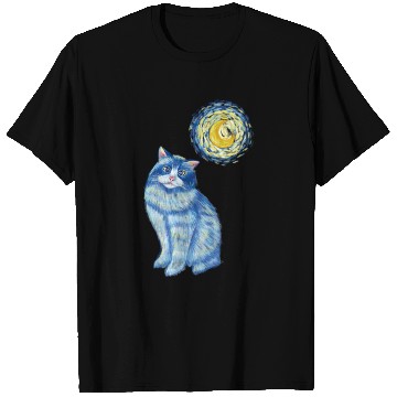 Discover Blue Van Gogh Starry Night Ragdoll Cat Graphic T Shirts