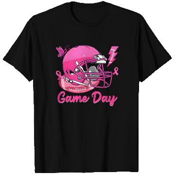 Discover Game Day Pink American Football Tackle Breast T Shirts