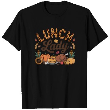 Discover Leopard Fall Autumn Thanksgiving Lunch Lady T Shirts