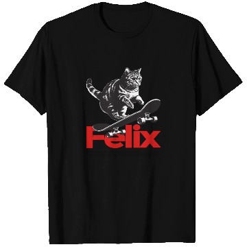 Discover Cool Cat Skateboard with cute Boy Name FELIX T Shirts