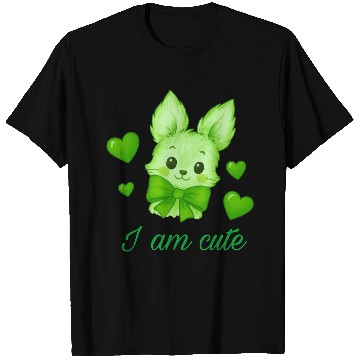 Discover Cute Green Bunny with Bow – Kawaii Animal Design T Shirts