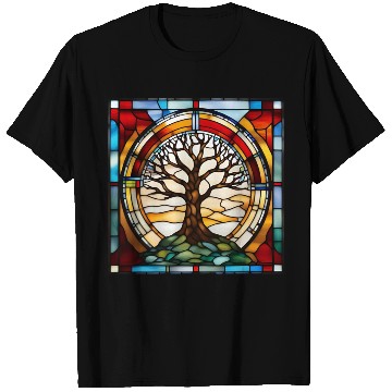 Discover Stained Glass Tree of Life Artwork T Shirts