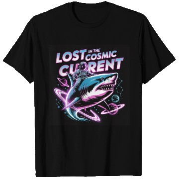 Discover Lost in the Cosmic Shark Adventure T Shirts