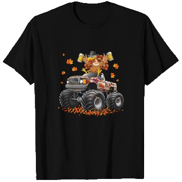 Discover Thanksgiving Beer Turkey Riding Monster Truck  T Shirts