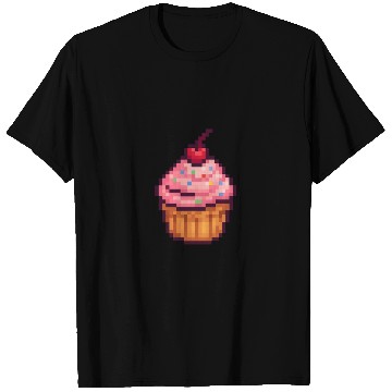 Discover Pixel Art Cupcake with Cherry T Shirts