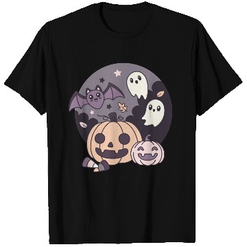 Discover Halloween Kawaii Pumpkin Ghost Bat T Shirts