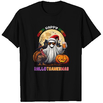 Discover Happy Hallothanksmas Halloween Thanksgiving Xmas T Shirts