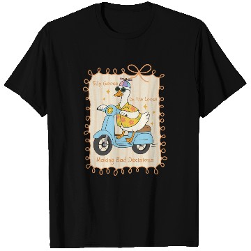 Discover Silly Goose Riding Scooter Design T Shirts