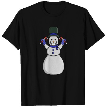 Discover Festive Snowman with Candy Cane and Gloves T Shirts