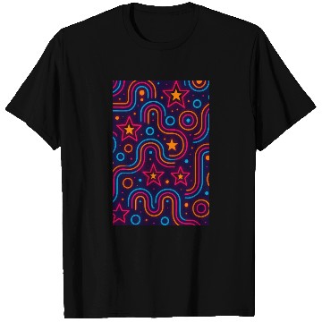 Discover Neon Starburst Cosmic Pattern T Shirts