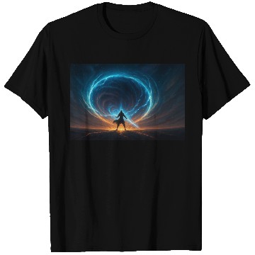 Discover Epic Cosmic Warrior with Energy Vortex T Shirts