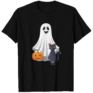 Discover Halloween Ghost Cat Pumpkin T Shirts