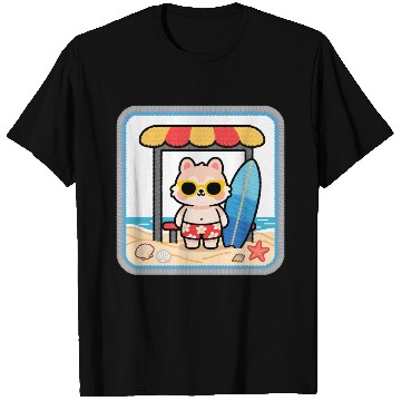 Discover Beach Bear Cartoon Patch T Shirts