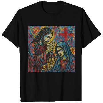 Discover Praying Jesus and Virgin Mary Mosaic T Shirts
