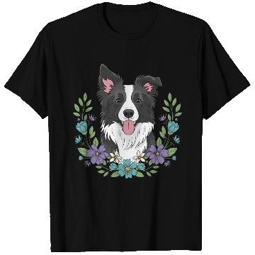Discover Playful Border Collie Floral T Shirts