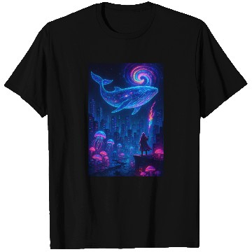 Discover cosmic-city-dreams-galactic-whale-nightscape T Shirts