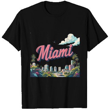 Discover Vibrant Miami Skyline with Tropical Flair T Shirts