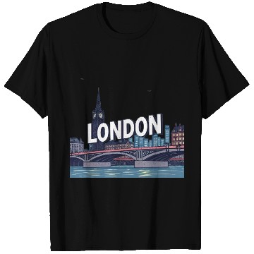 Discover London Night Skyline Illustration T Shirts