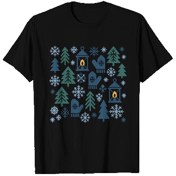 Discover Winter Forest Snowflake Pattern T Shirts