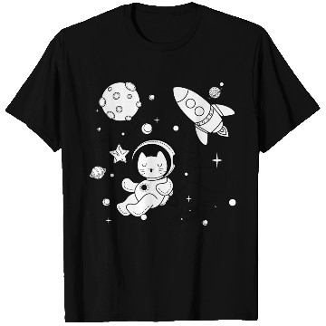 Discover Cosmic Kitty in Space Adventure T Shirts