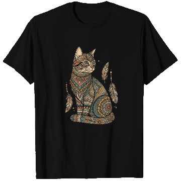 Discover Boho Mandala Cat – Tribal Patterned Feline Art T Shirts