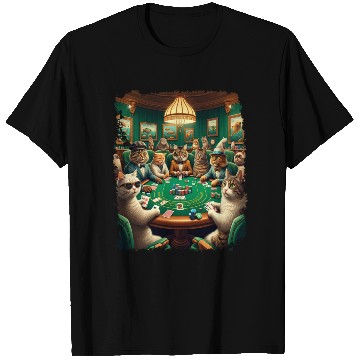 Discover Playing Card Gambling Cat Playing Poker Cards T Shirts