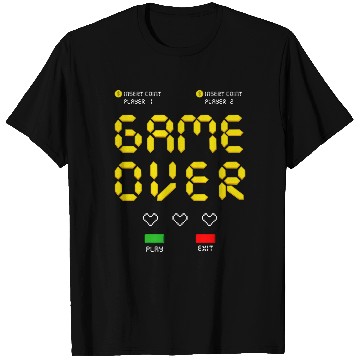 Discover Pixelated Video Game Heart Game Over T Shirts