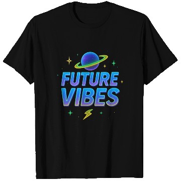 Discover Future Vibes Neon Planet Design T Shirts