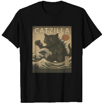 Discover Ukiyo-e Catzilla Retro Japanese Monster Cat T Shirts