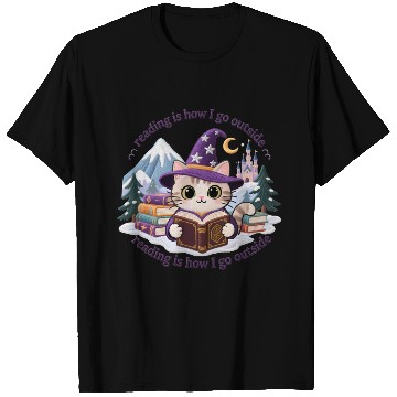 Discover Whimsical Cat Wizard Reading Magic Book T Shirts