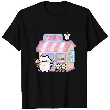 Discover Kawaii Cat Ice Cream Shop Illustration T Shirts