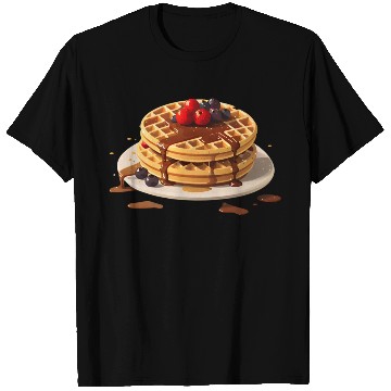 Discover Chocolate Drizzled Berry Waffles Design T Shirts