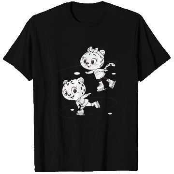 Discover Black-and-White Leopard Cubs Ice Skating  T Shirts