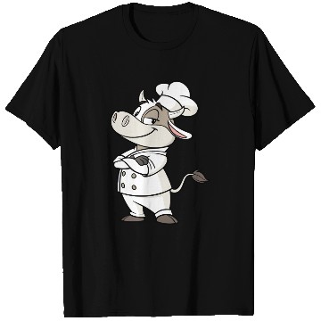 Discover Charming Cow Chef Cartoon Illustration T Shirts