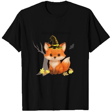Discover Whimsical Halloween Fox with Witch Hat T Shirts