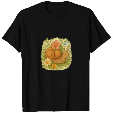 Discover Whimsical Snail and Floral Garden Art T Shirts