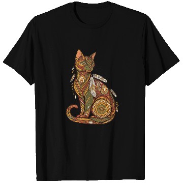 Discover Boho Cat – Mandala Tribal Feather Design T Shirts