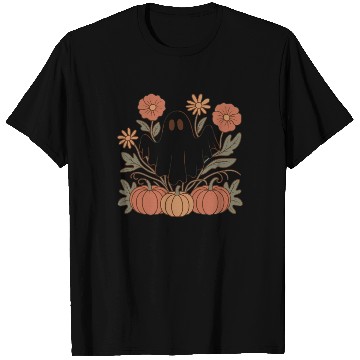 Discover Floral Halloween Flower Pumpkin Ghost Cottagecore T Shirts