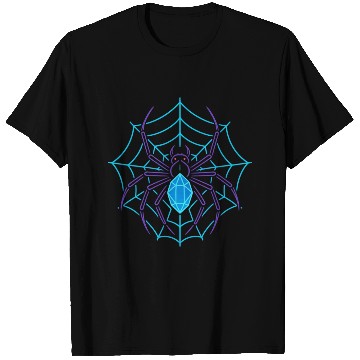 Discover Neon Geometric Spider and Web Design T Shirts