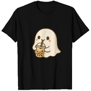 Discover Cute Ghost with Bubble Tea Design T Shirts