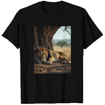Discover Serene African Lion Resting Scene T Shirts
