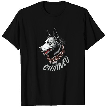 Discover Aggressive Husky with Chain Necklace Design T Shirts